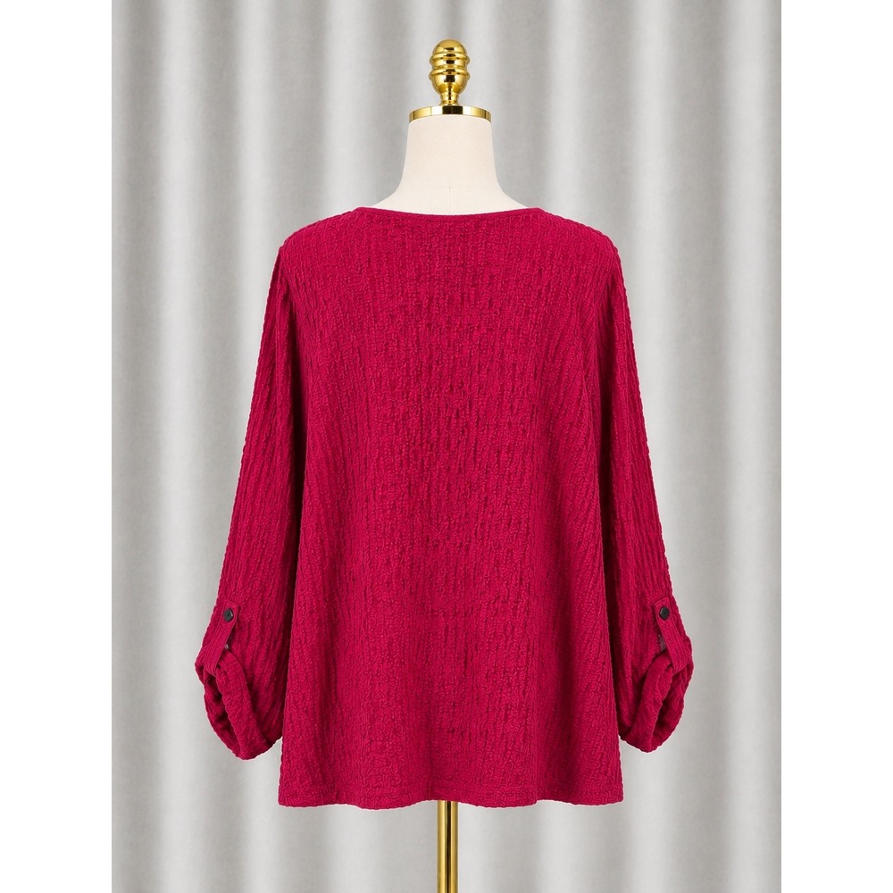 New Ali Miles Tunic Top Magenta Pink Crinkle Textured Asymmetrical Size 2X - Picture 2 of 8